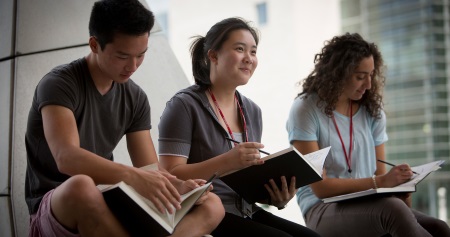 Students studying in summer